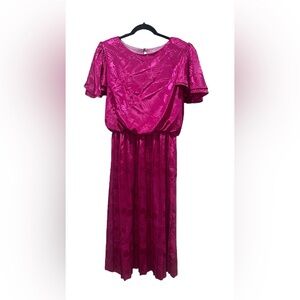 Vintage 80s Jacquard Blouson Pleated Skirt Dress Size 13/14 LTD By Roberta